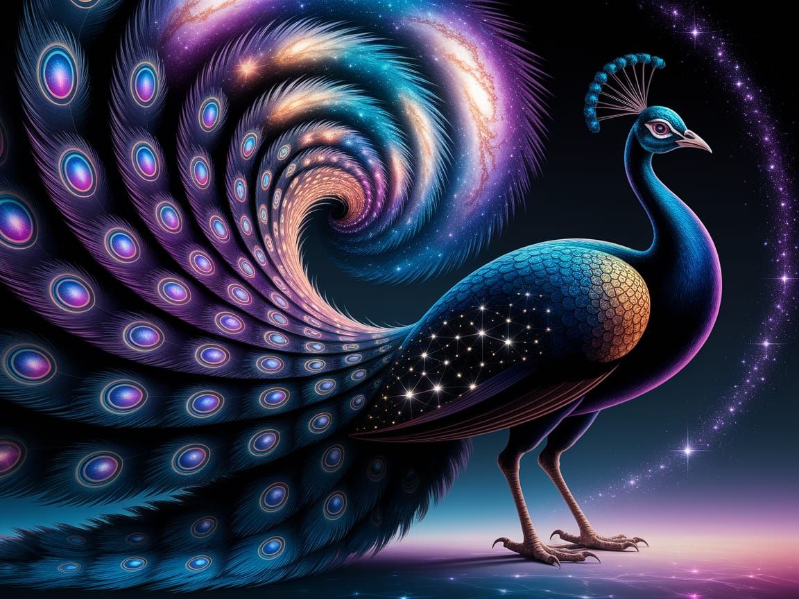 Cosmic Peacock Displaying Galaxy Tail