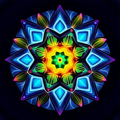 Colorful Geometric Kaleidoscope Digital Art