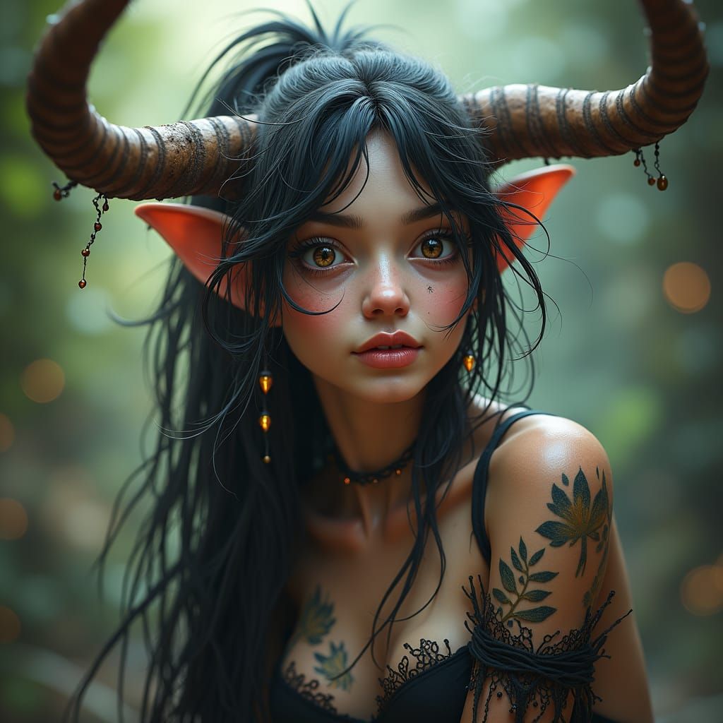 Mischievous Punk Pixie Witch in Digital Art