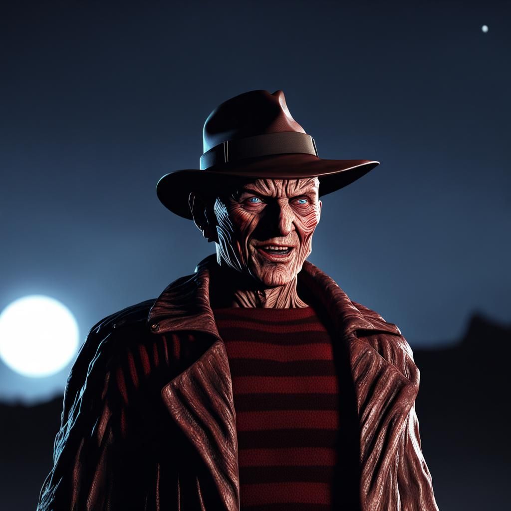 Freddy Krueger Portrait in Moonlight: 8k Resolution
