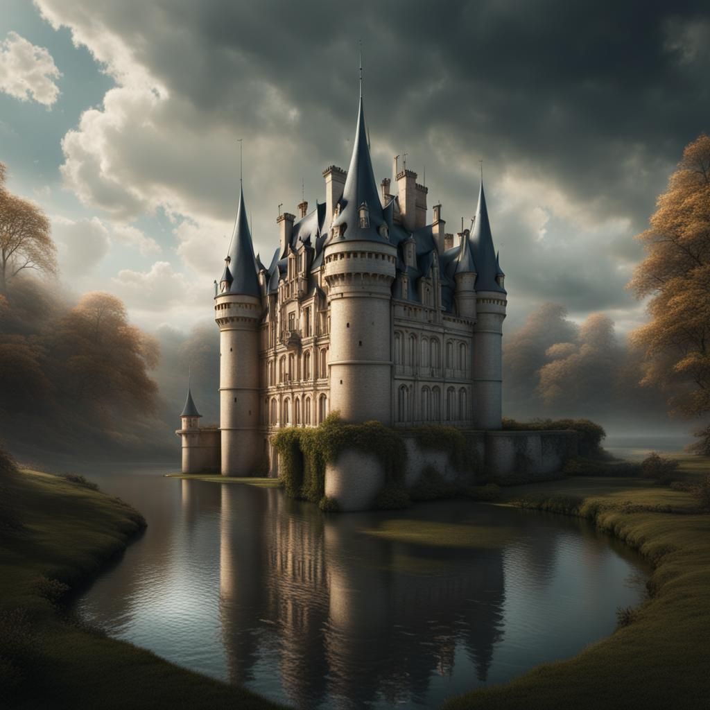 Epic Chateau with Moat: Digital Matte Painting
