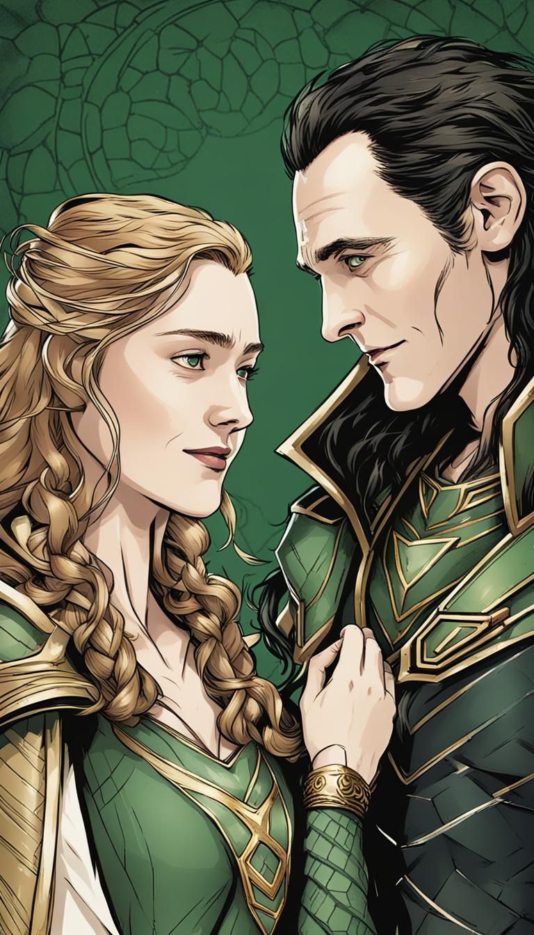 Loki and Sigyn: A Norse Mythology Scene