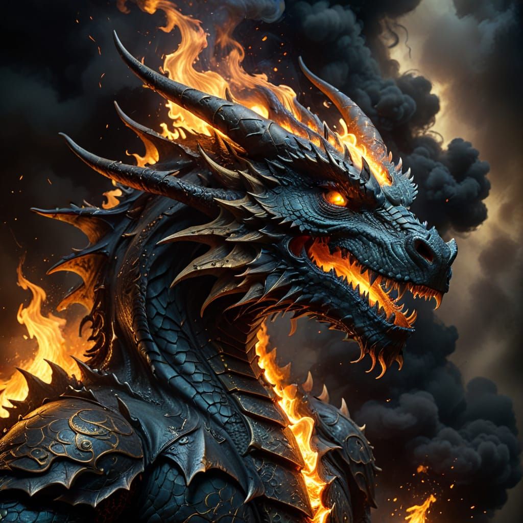 Ominous Dragon Breathes Fiery Golden Name in Airbrush Art