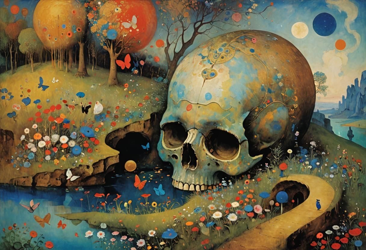 Surreal Wonderland Dreamscape Inspired by Čiurlionis and Red...