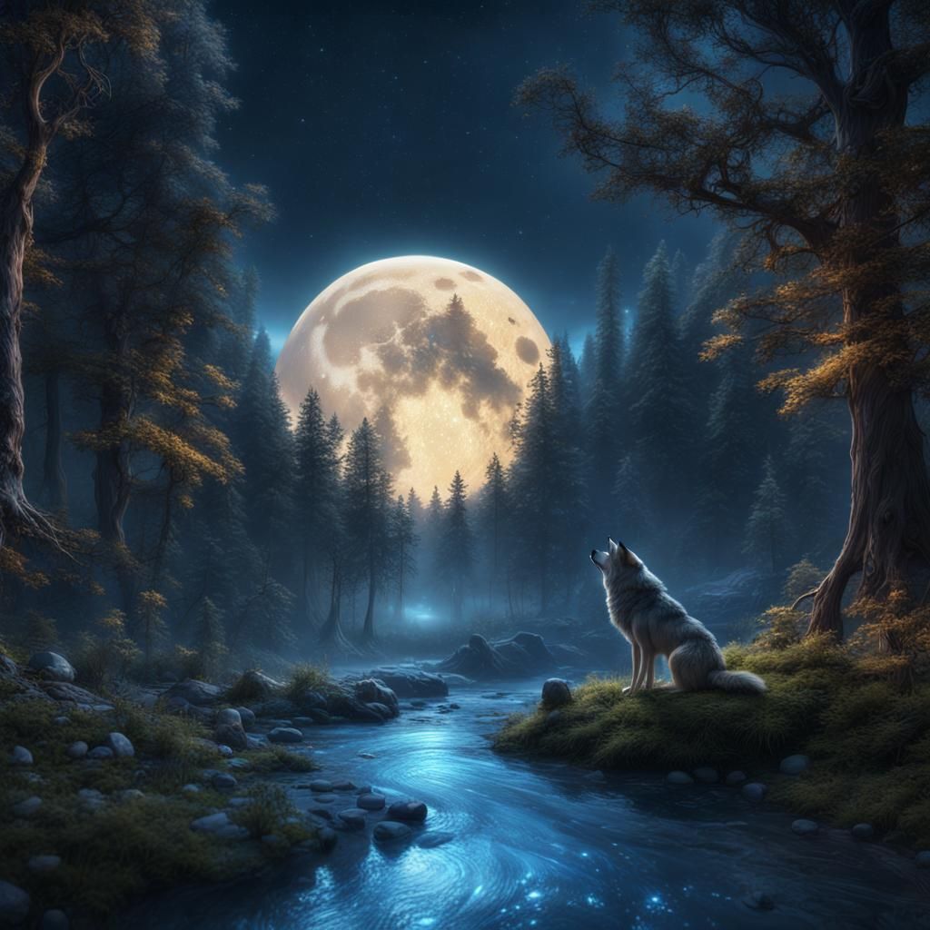 Fairy in Magical Forest Under Starry Sky