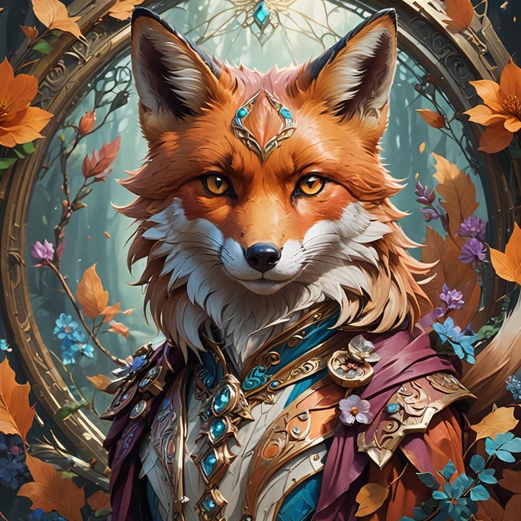 Fantasy Fox Portrait in Hyperdetailed Style