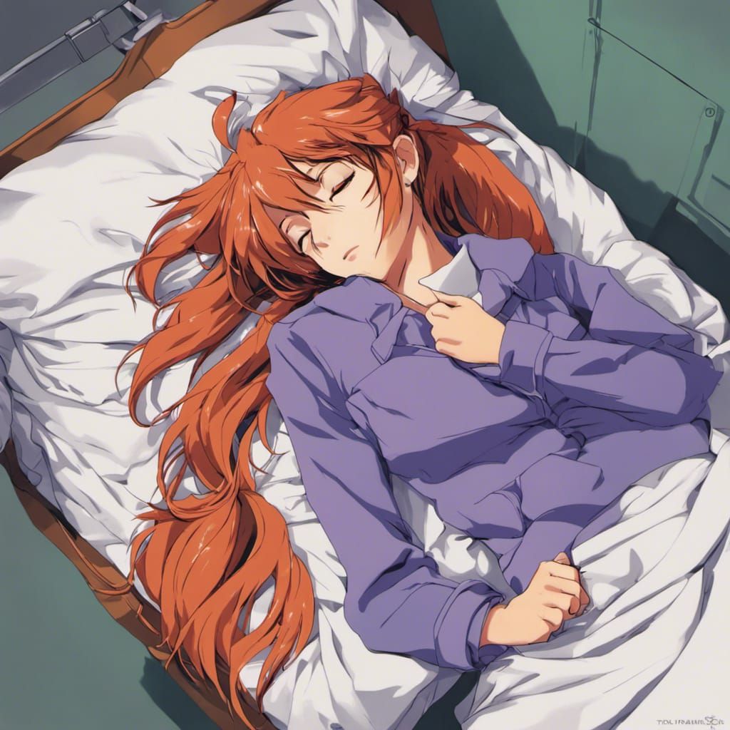 Asuka from Neon Genesis Evangelion Sleeping