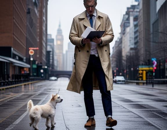 Reporter and Dog Fleeing Danger in 1950s Docklands