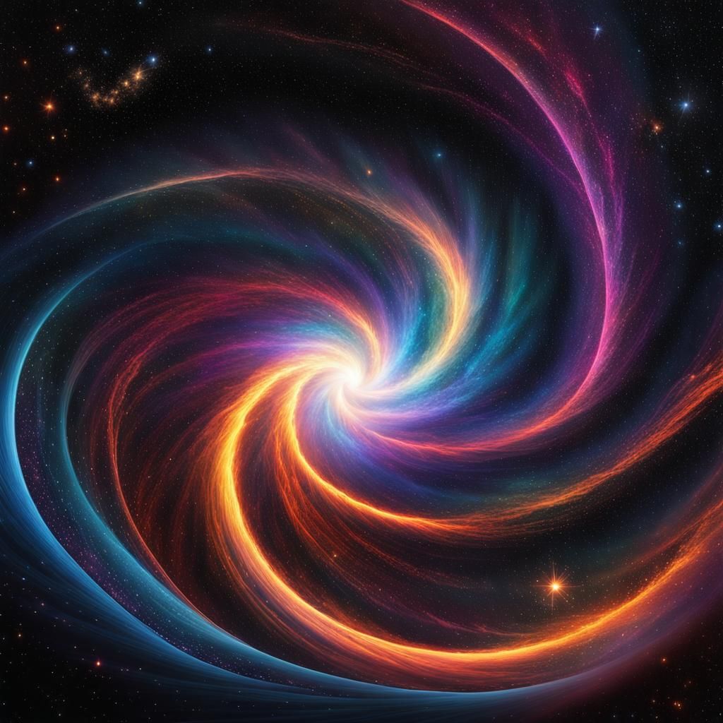 Cosmic Dust Vortex in Futuristic Greco-Roman Style