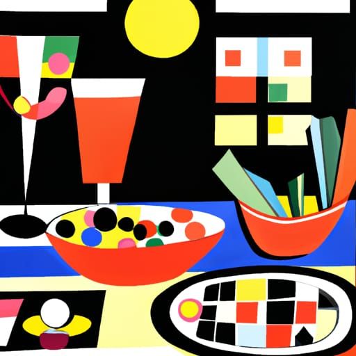 1950s Dinner in Abstract Expressionist Style