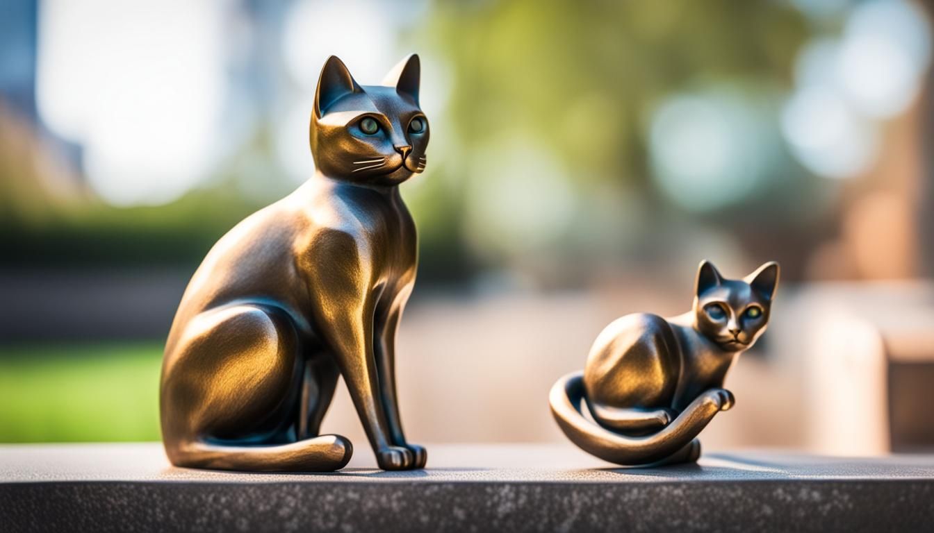 Modern Bronze Cat Statue in Professional Photo