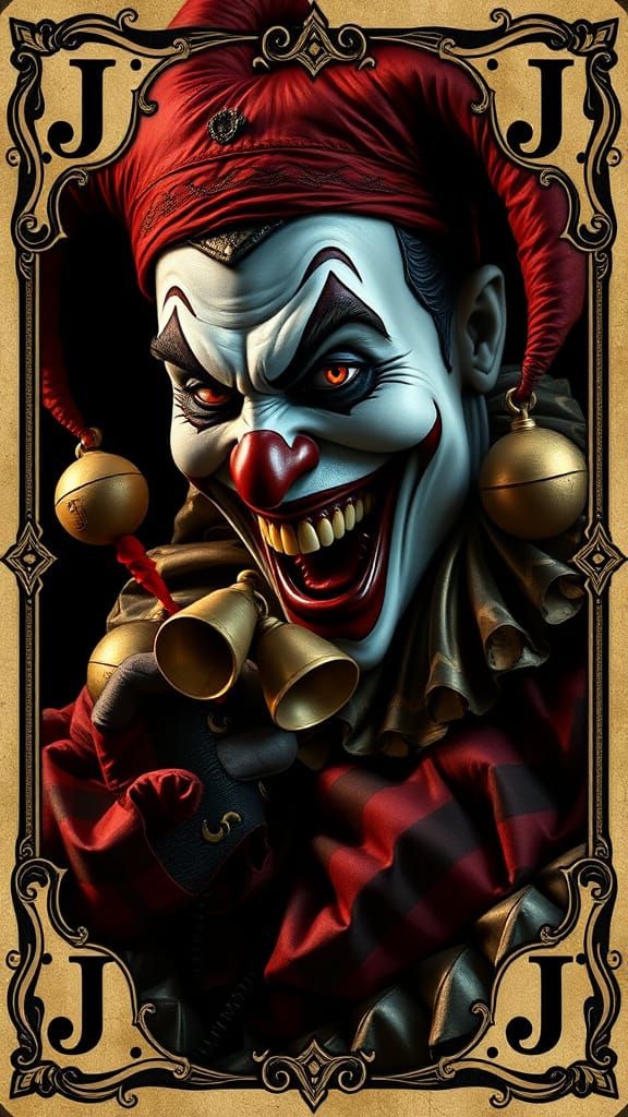 Harlequin Jester Card with Medieval Bells