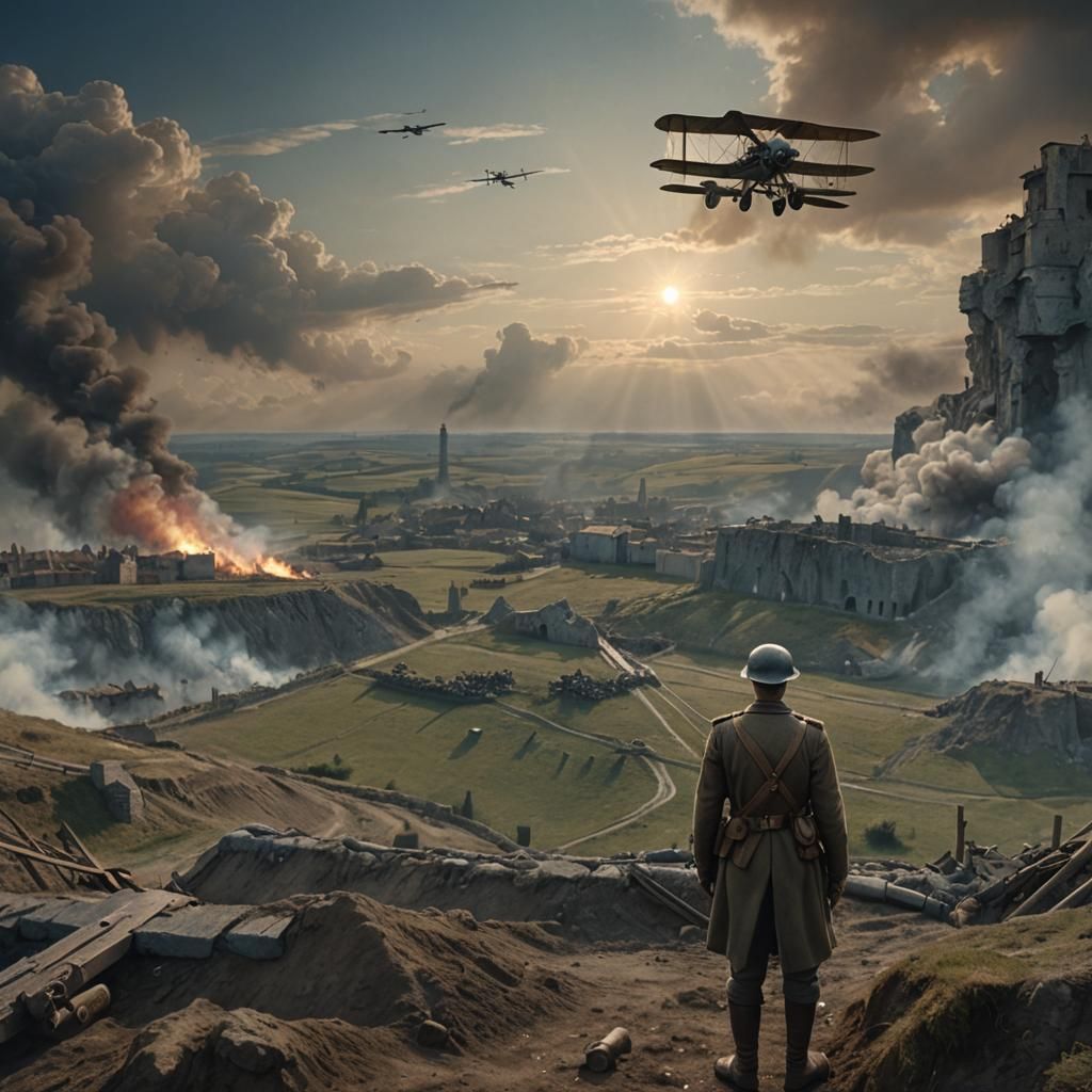 WW1 Italian Soldier in Battlefield: Matte Painting