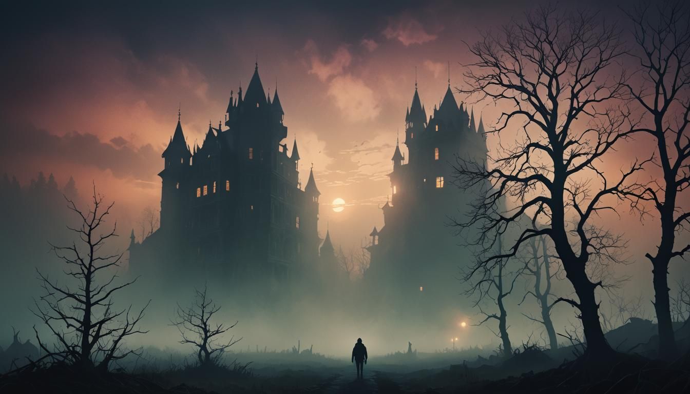 Looming Shape in Fog: Surreal Horror Concept Art