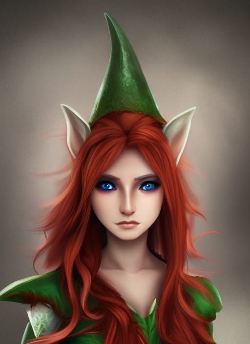 Beautiful Female Elf Ranger with Red-Orange Hair
