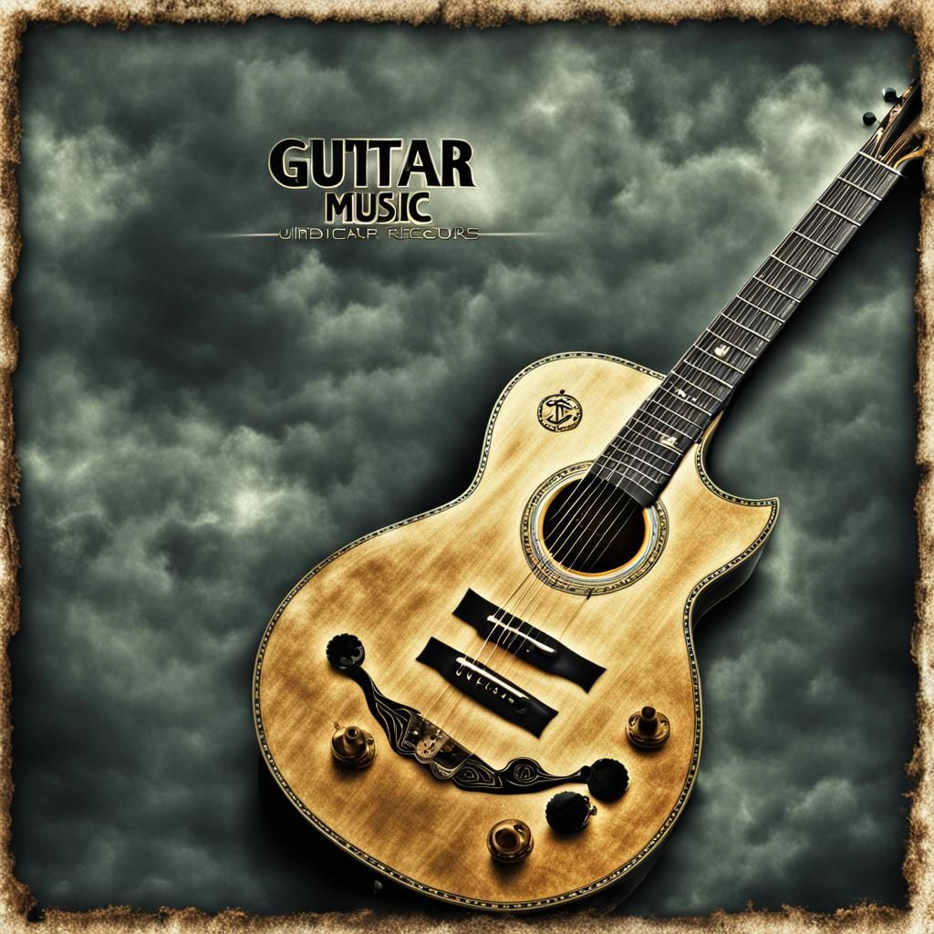 Hyperrealistic Guitar Music Album Cover
