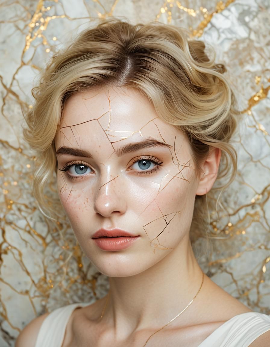 Ethereal Goddess Portrait in Vintage Polaroid Style