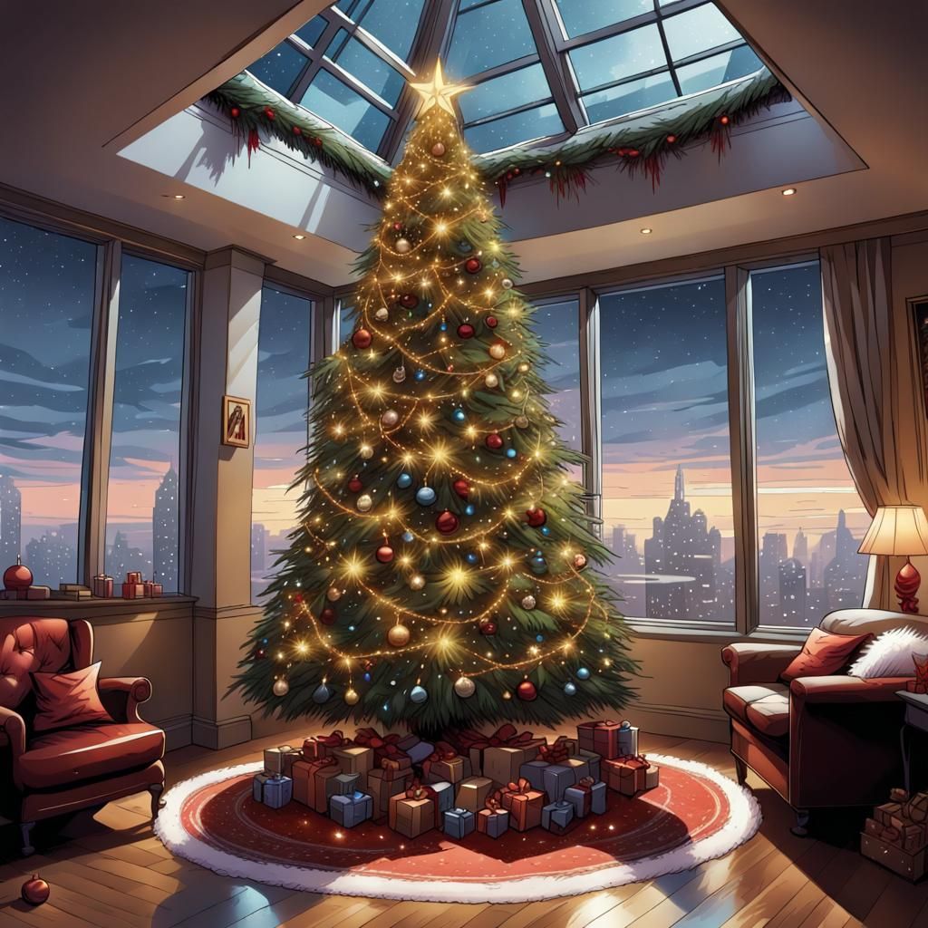 Christmas Tree in Penthouse on Christmas Eve
