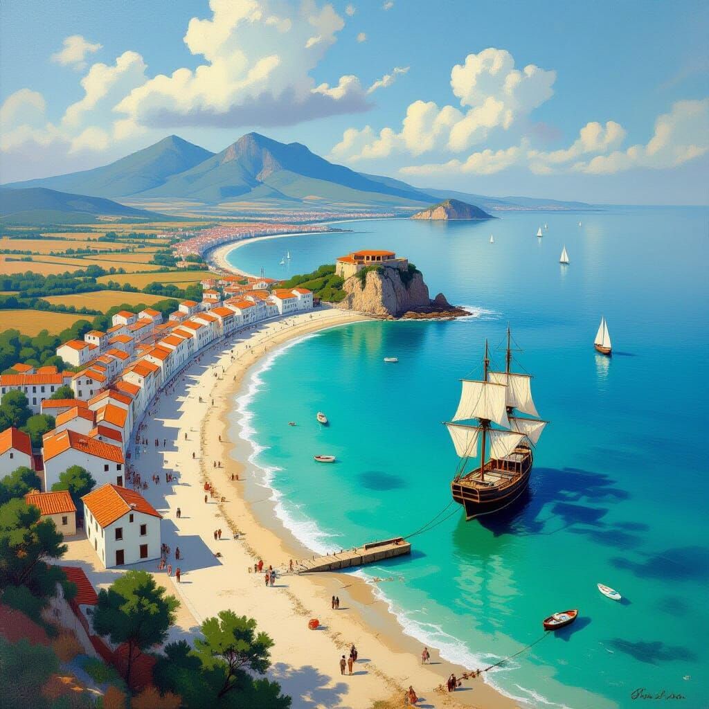 Santoña Marshes Aerial View in Romantic Style