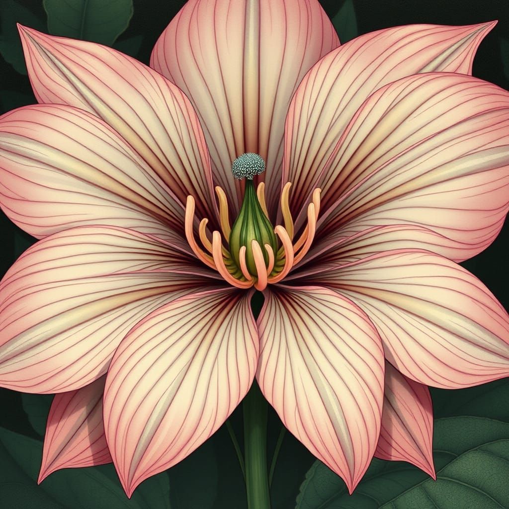 Ethereal Art Nouveau Flower Blooms with Mystical Ambiance