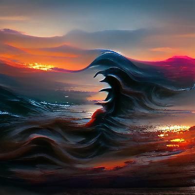 Dramatic Sunset Waves in Sinister Style
