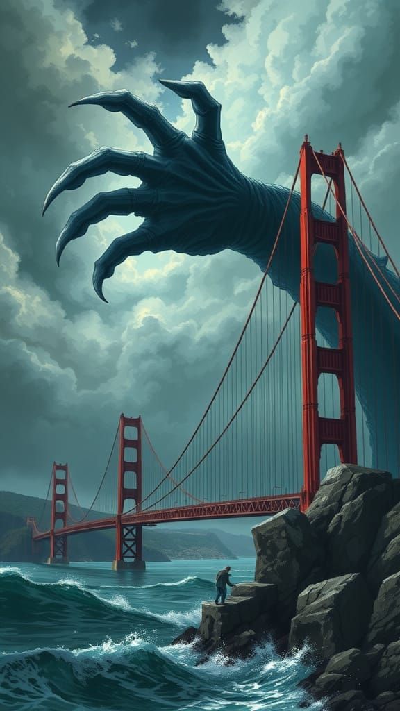 Gargantuan Monster Hand Grabs Golden Gate Bridge in Horror S...