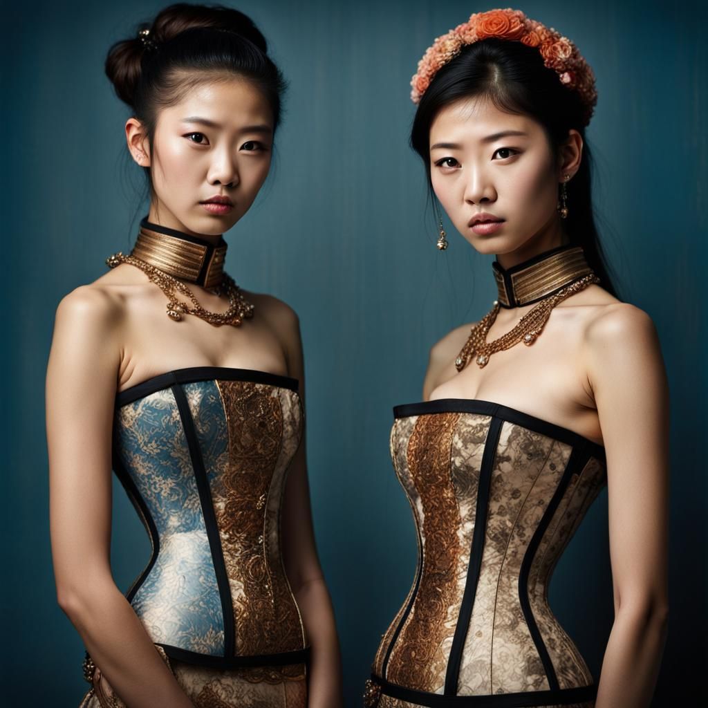 Elegant Japanese Sisters in Gaultier Dresses