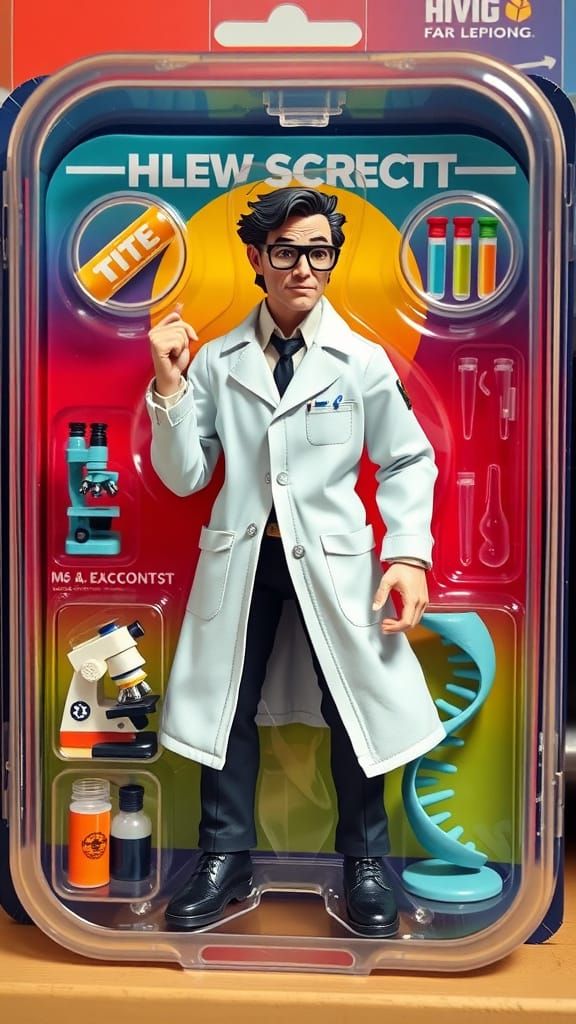 Retro-Style Scientist Action Figure Unboxed