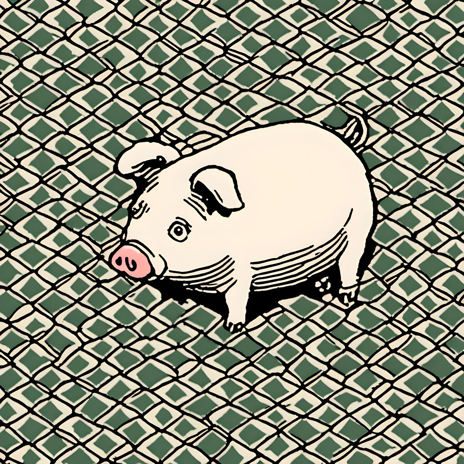 Geometric Piggy Bank Digital Art