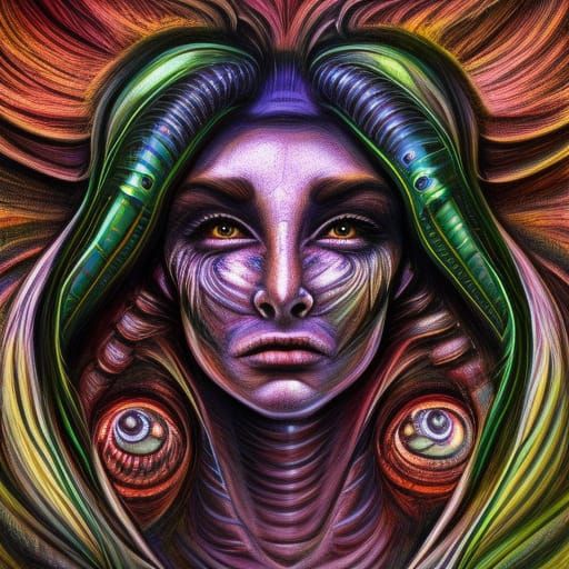 Alien Facehugger on Woman's Face in Sci-Fi Art