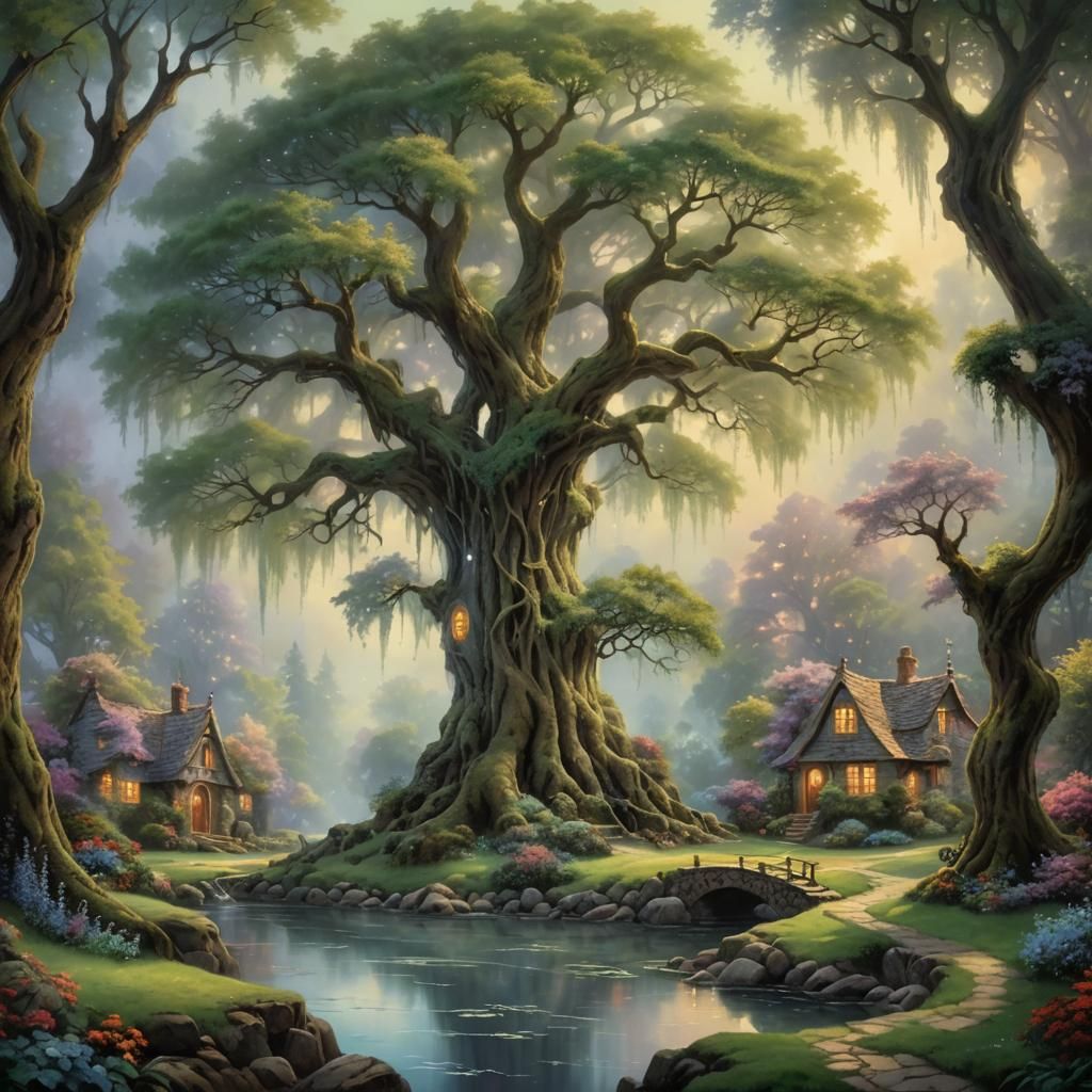 Ethereal Dryad's Willow Tree Home in Fantasy Style