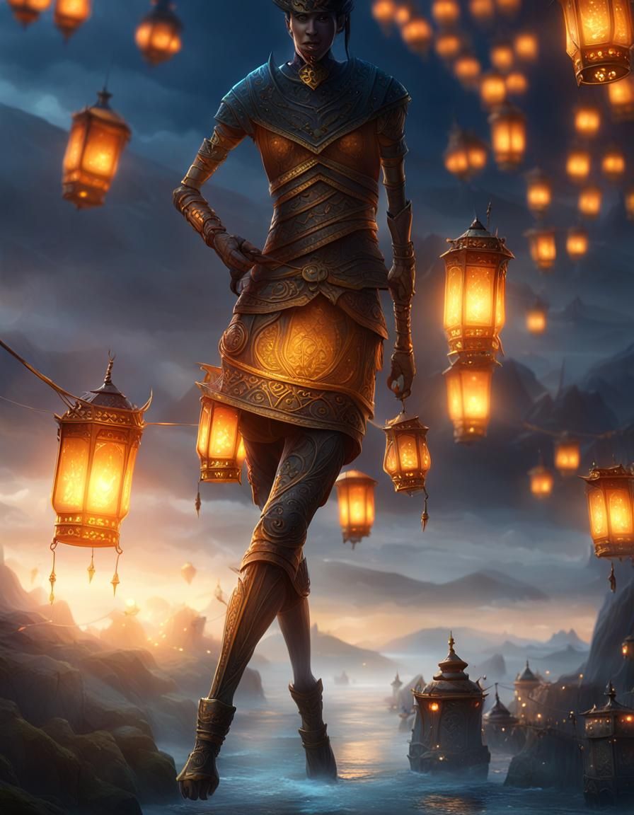 Fantasy Scene Matte Painting with Golden Light