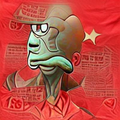 Handsome Squidward in Communist Propaganda Art