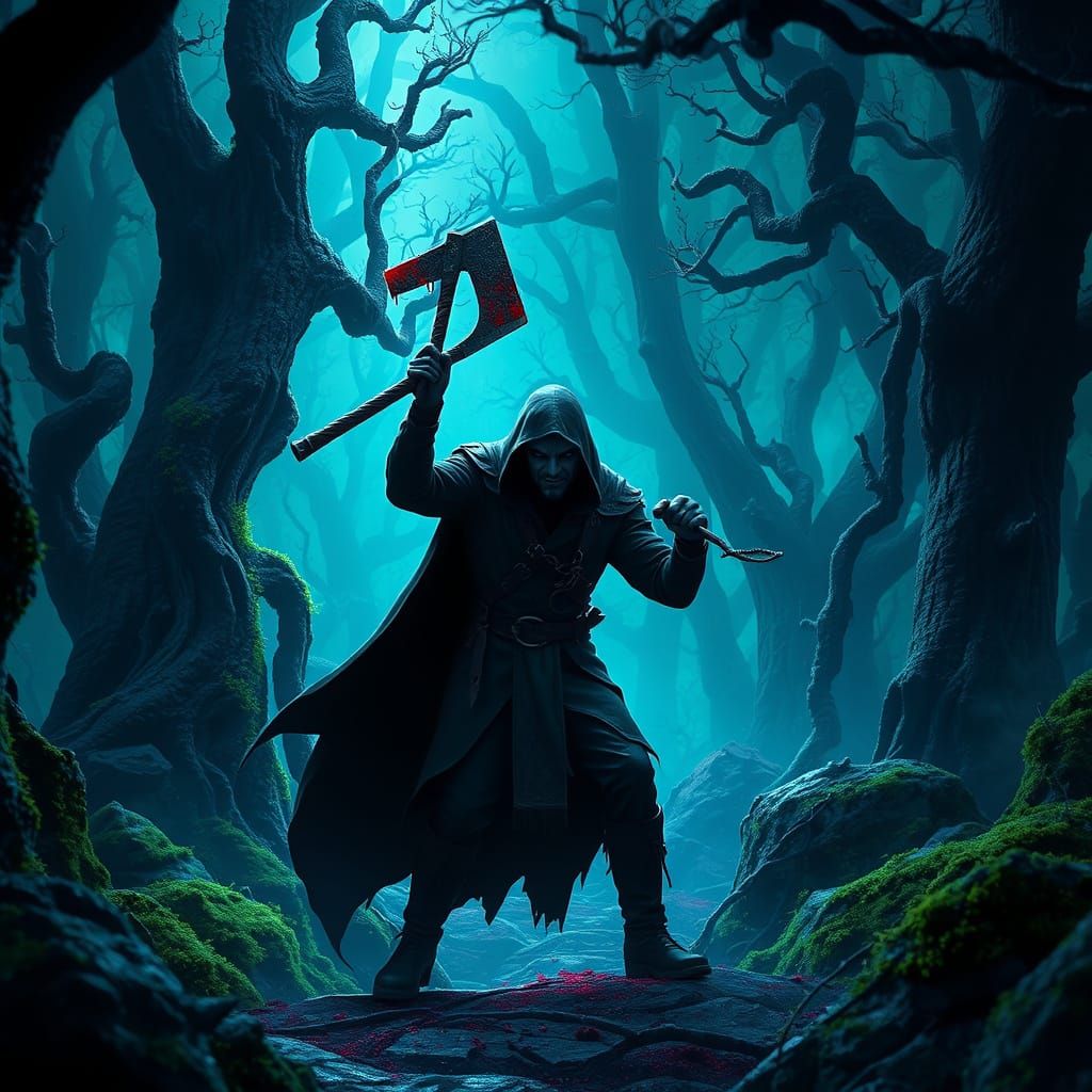 Sinister Killer in Ethereal Forest Concept Art