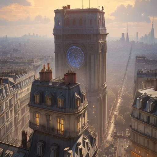 Parisian Vista: Hyperdetailed Concept Art