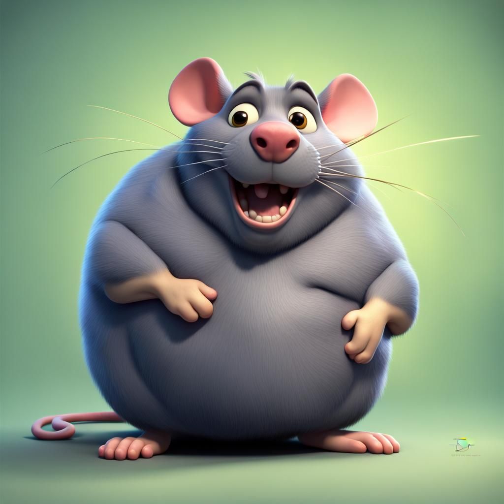Pixar-Style 3D Rendering of a Fat Rat
