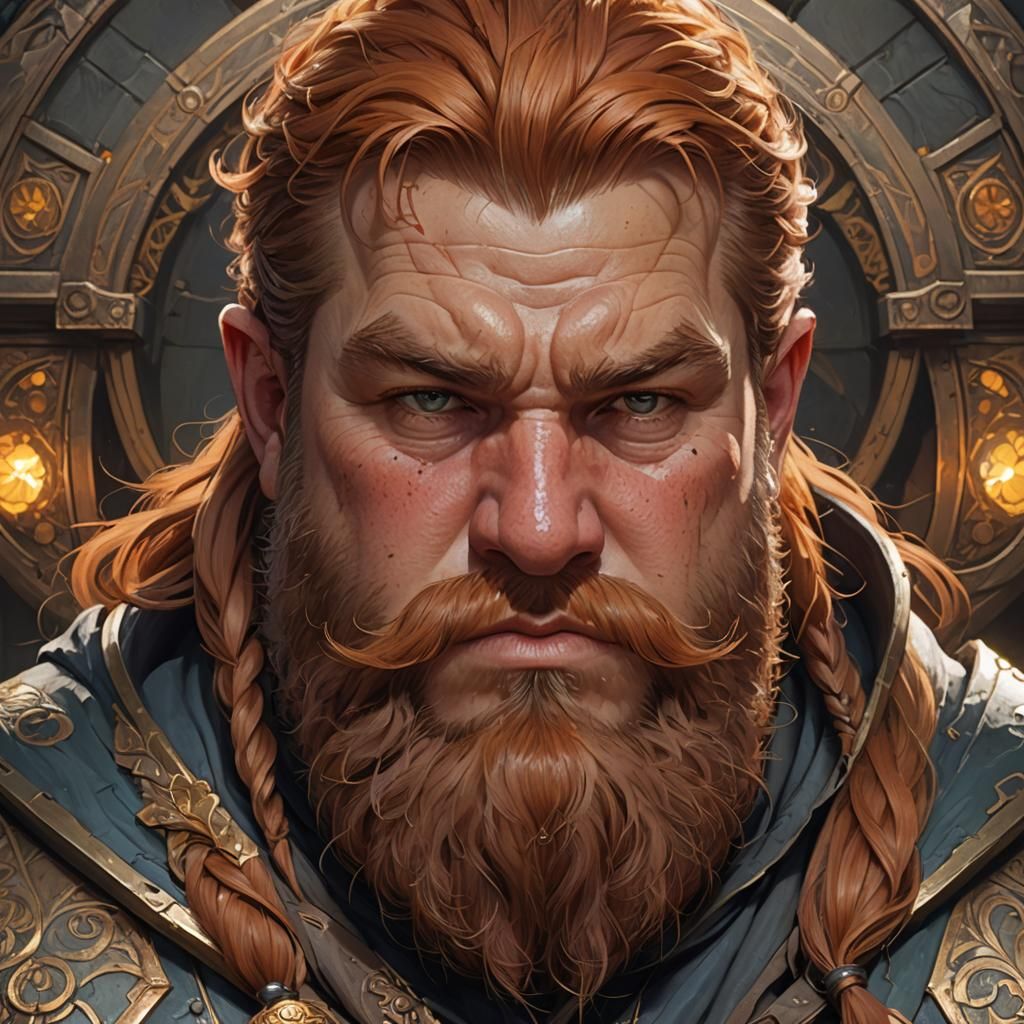 Fantasy Portrait of a Young Ginger-Haired Dwarven Man