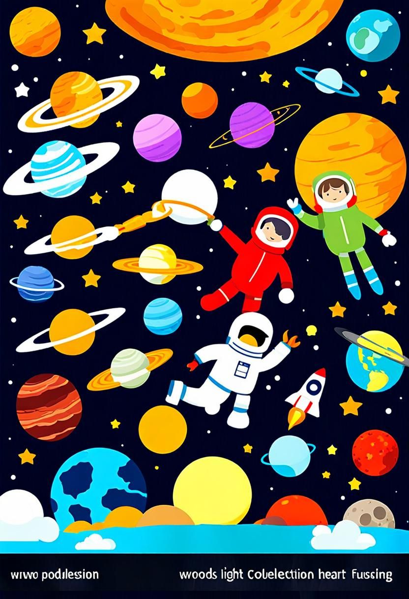 Cosmic Space Scene with Galaxies and Celestial Bodies