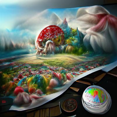 Detailed Hermit Crab and Mushroom: A Cosmic Illustration