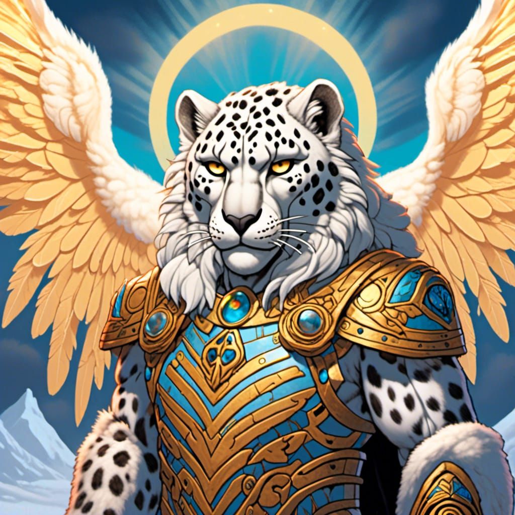 Snow Leopard Angel: Manga Inspired Digital Art