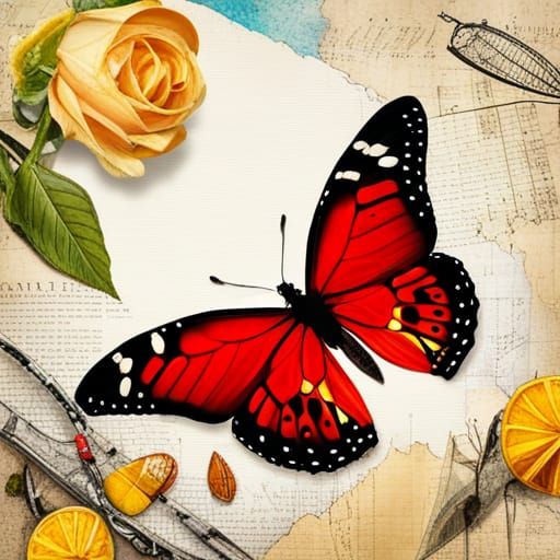 Beautiful Butterfly Mixed Media Collage