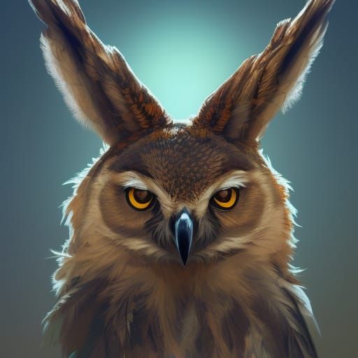 Detailed Coyote-Owl Hybrid Portrait in Unreal Engine 5