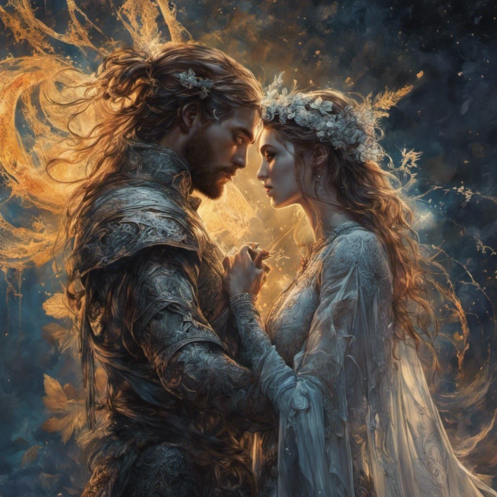 Enchanting Knight and Enchantress Wedding, Digital Art