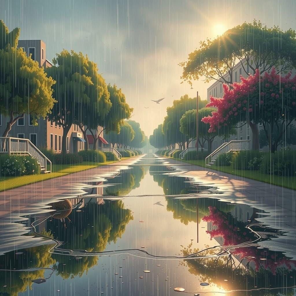 Serene Summer Rain: A Matte Painting