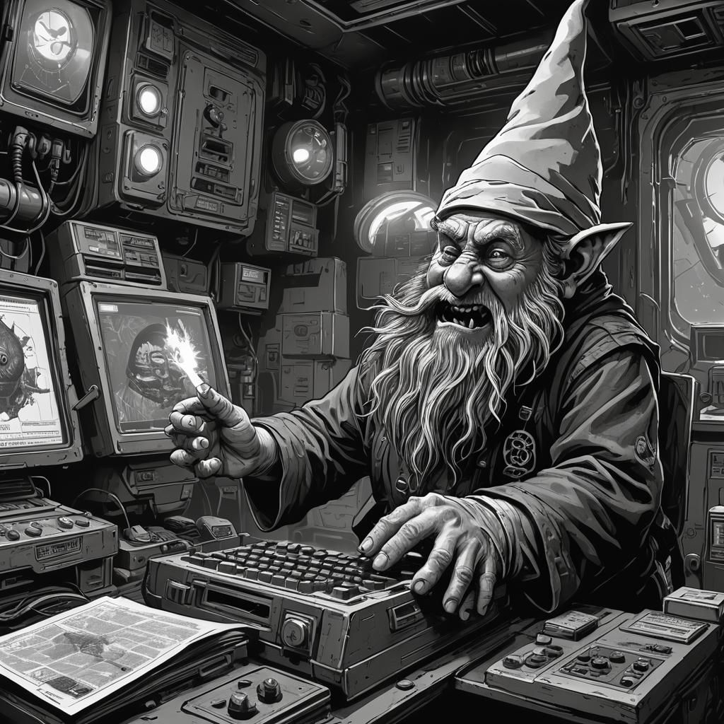 Angry Gnome Gasping in Horror, Dark Fantasy Concept Art