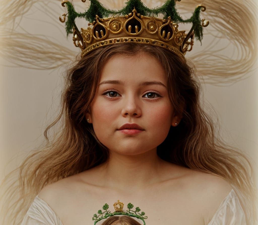 Princess on White Bear in Maximalist Style