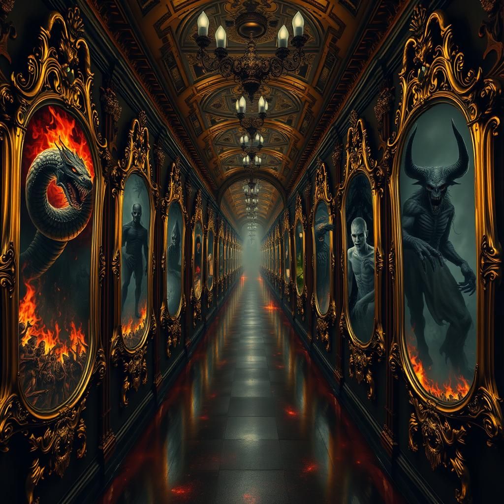 Gothic Corridor of Demonic Mirrors