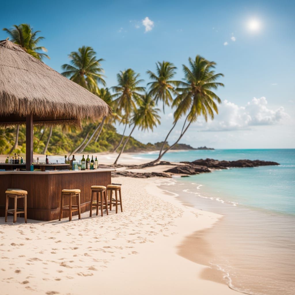 Tropical Oasis with Coconut Palm Bar