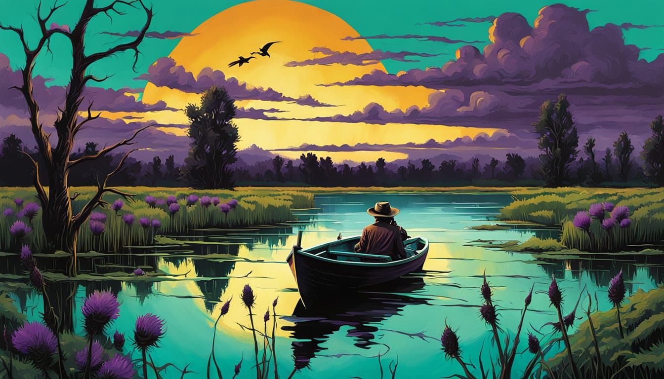 Dramatic Storm Sky Over Turquoise River, Color Print Art