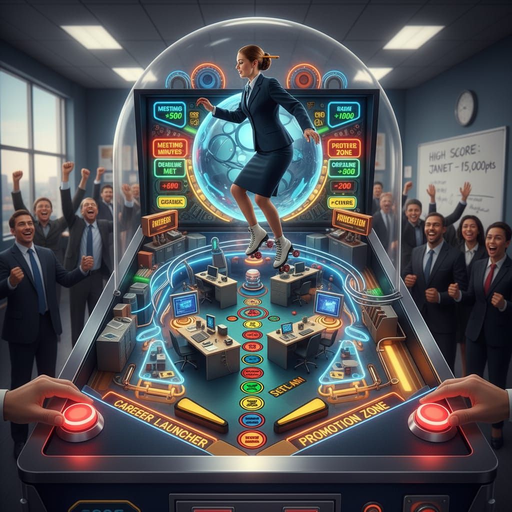 Secretary Pinball Machine in an Office Setting